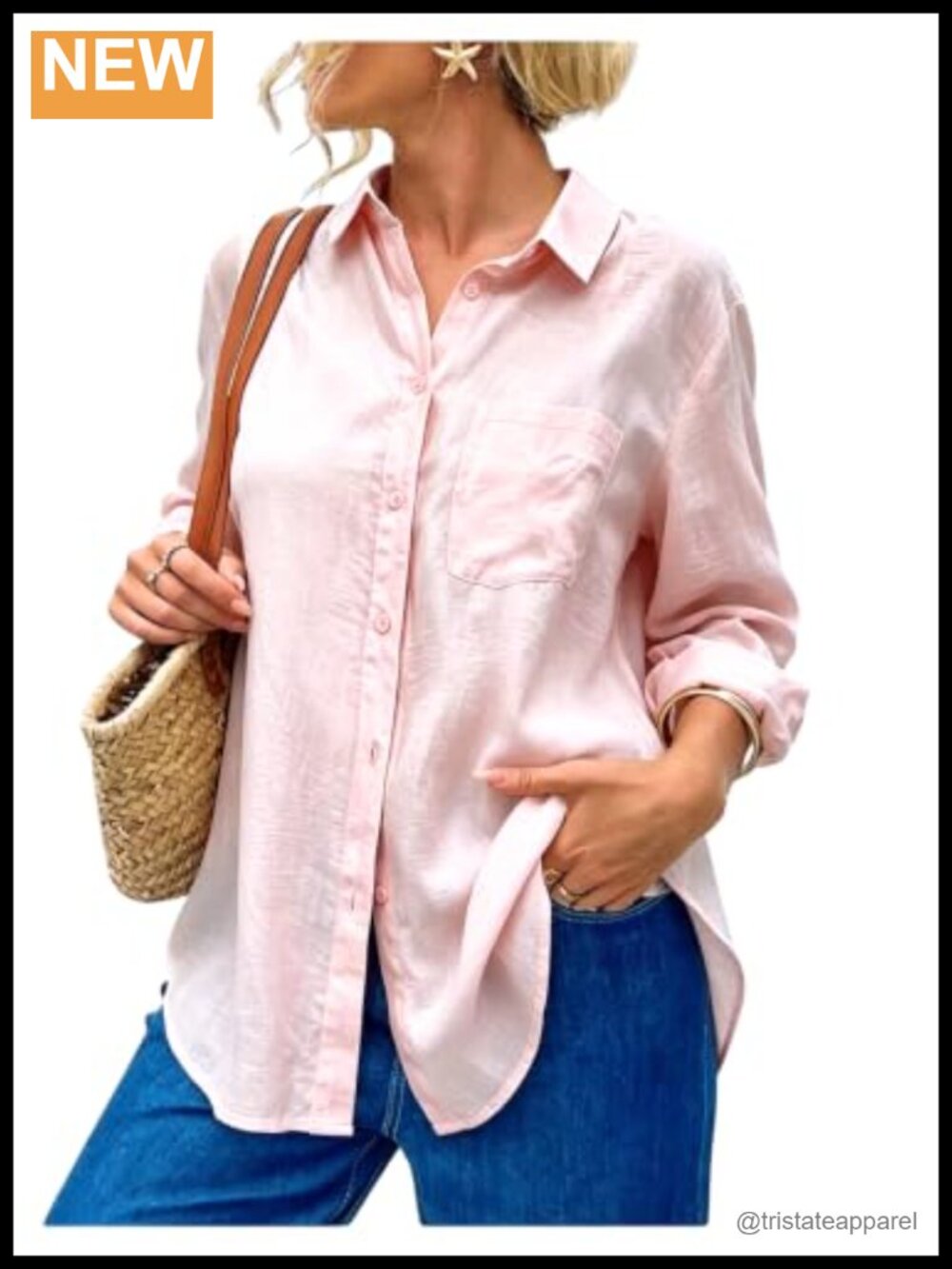 Women's Linen Viscose Blend Blouse Collared Long Sleeve Button Down Office